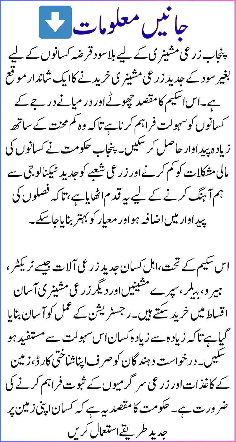 Punjab Interest-Free Loan for Agricultural Machinery