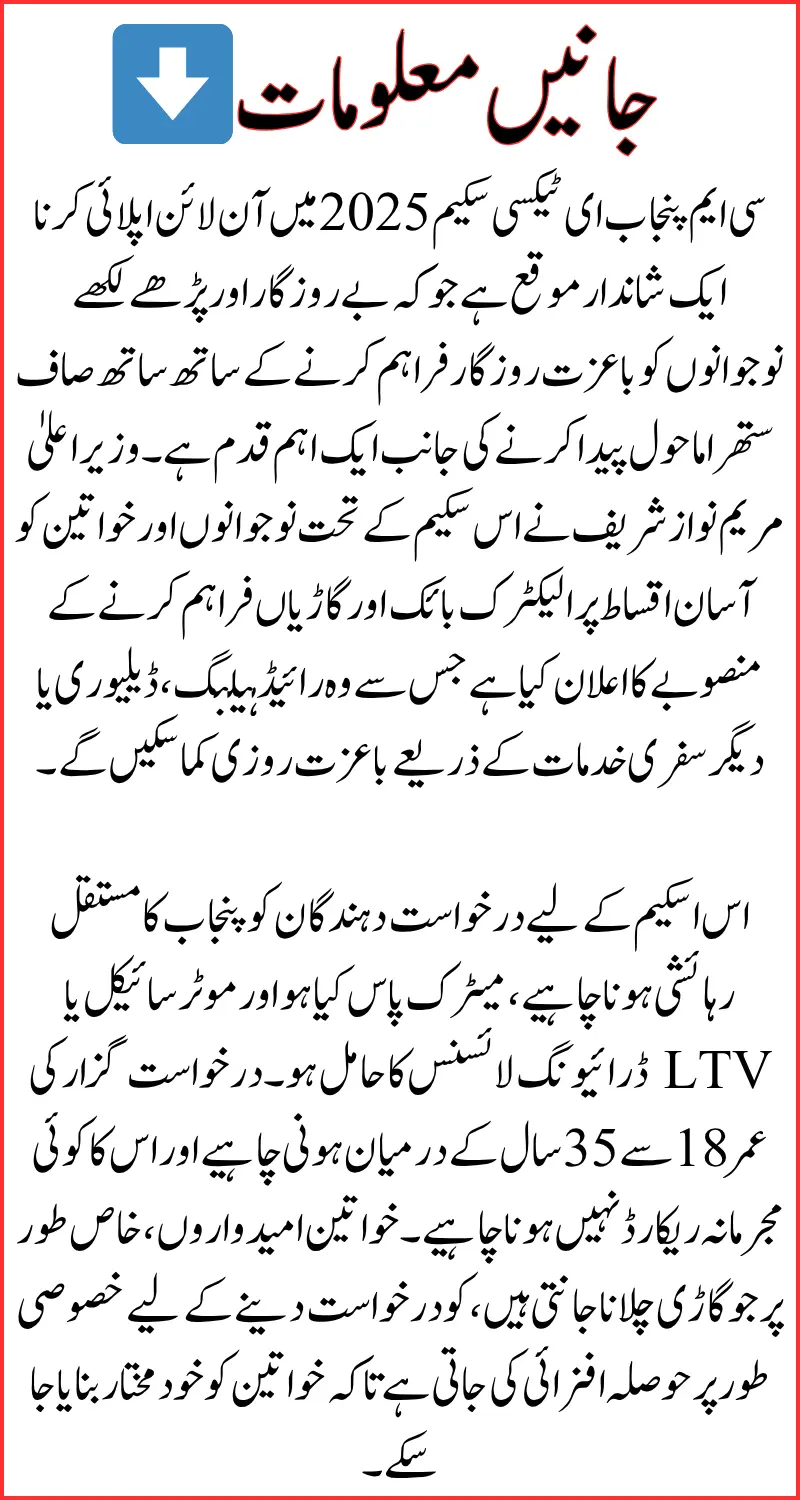 CM Punjab E Taxi Scheme 2025