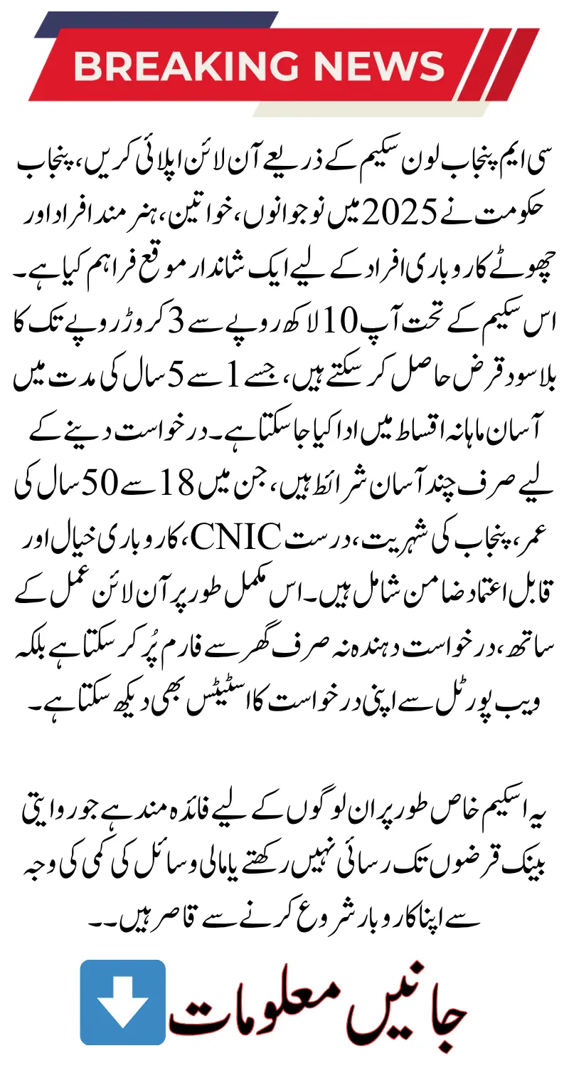 CM Punjab Loan Scheme Apply Online