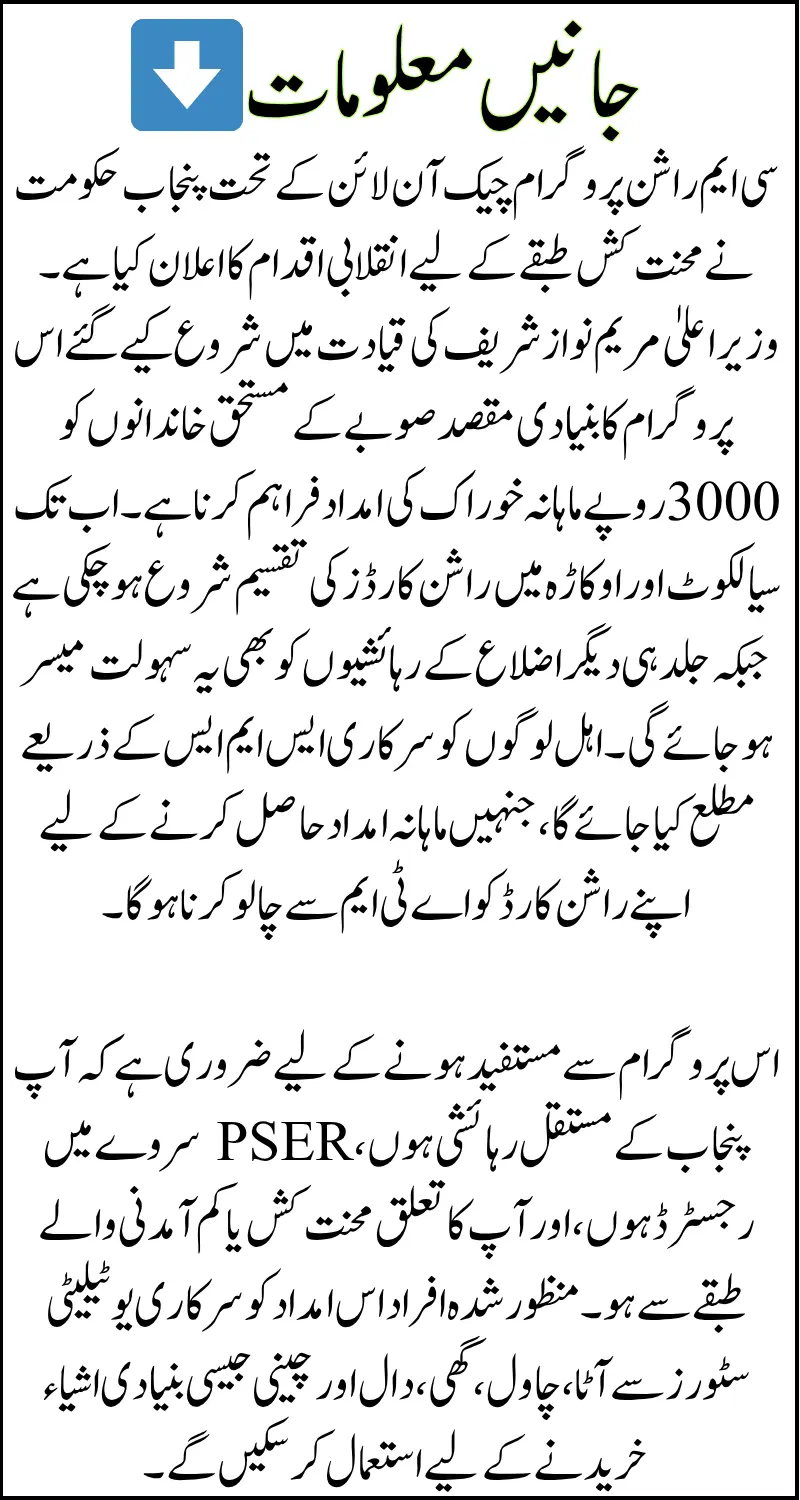 CM Rashan Program Check Online