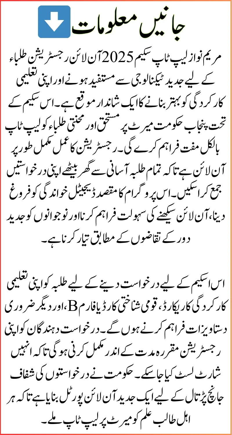 Maryam Nawaz Laptop Scheme 2025 Online Registration