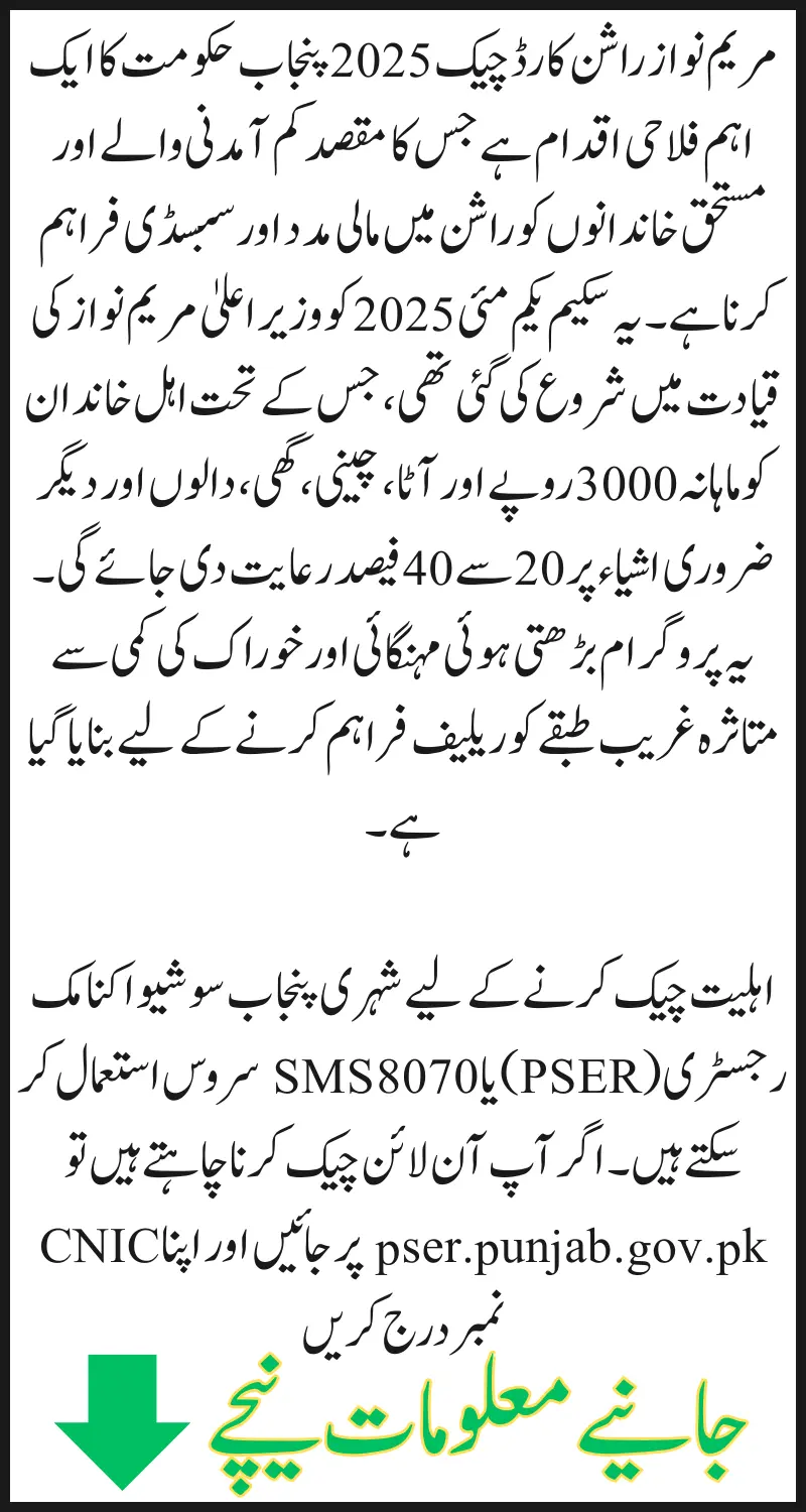 Maryam Nawaz Ration Card Check