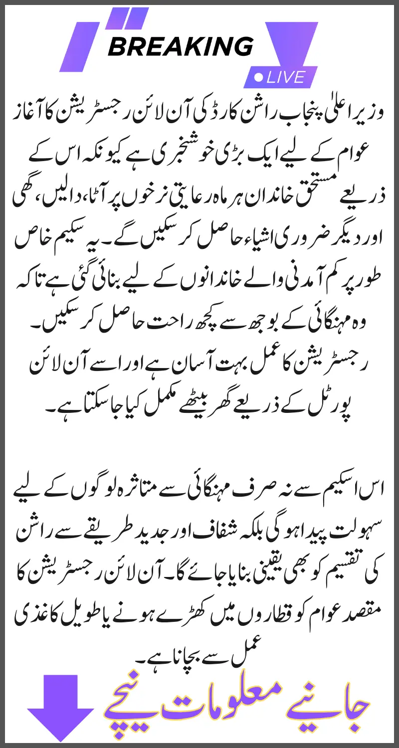 CM Punjab Ration Card Online Registration