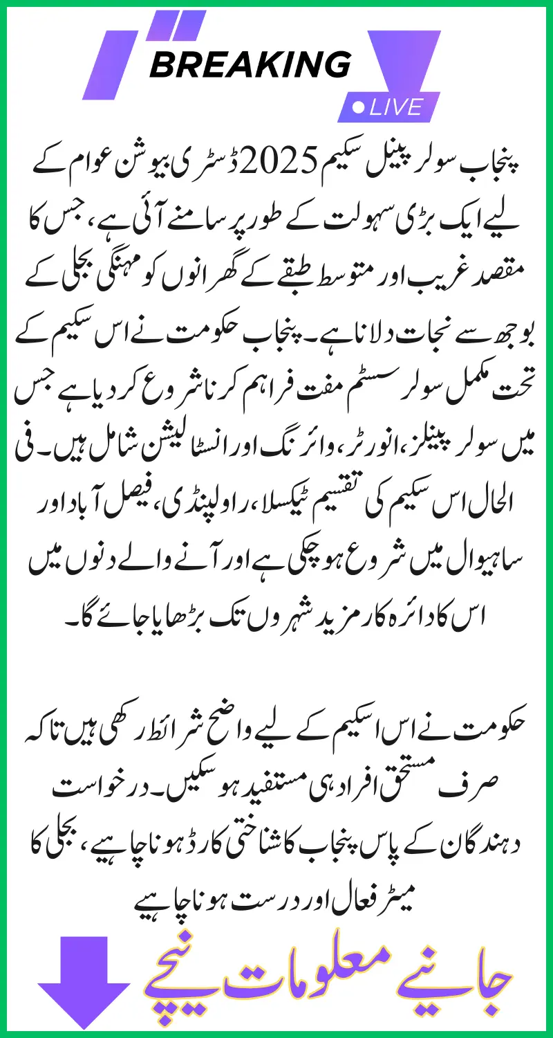 Punjab Solar Panel Scheme 2025 Distribution