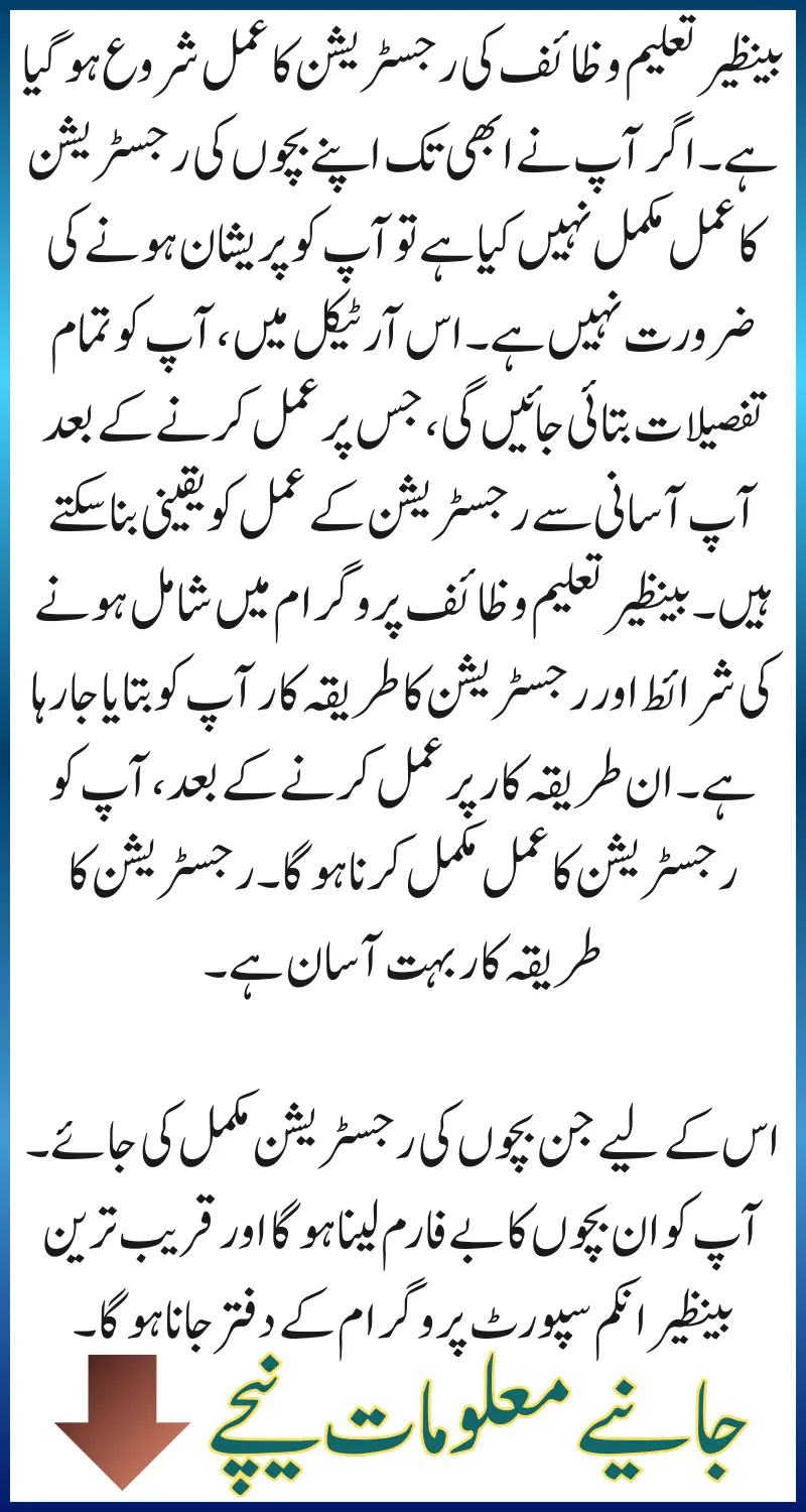 Benazir Taleemi Wazaif Registration