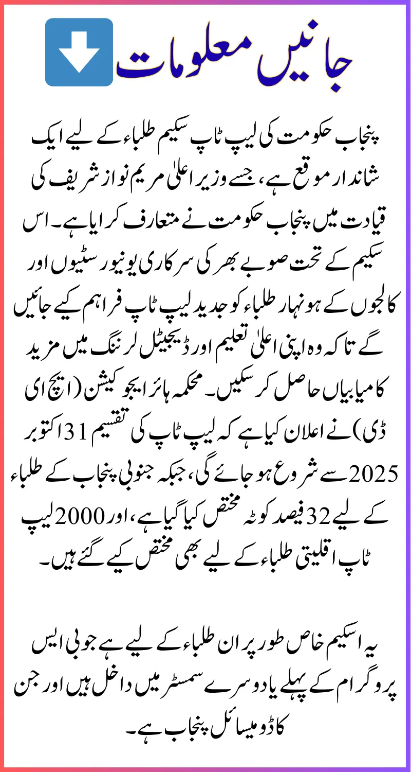 Punjab Govt Laptop Scheme